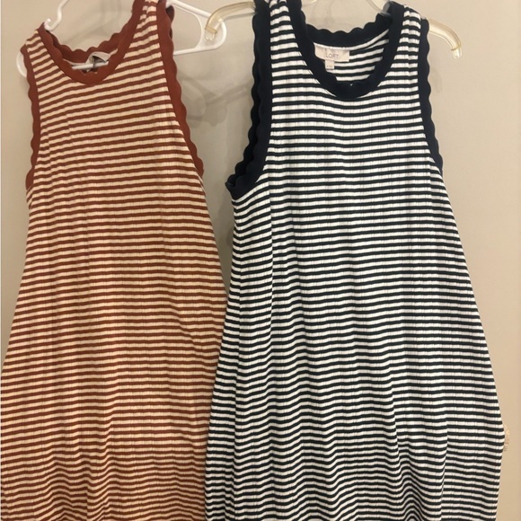 LOFT Navy and White Striped dresses - Picture 1 of 7